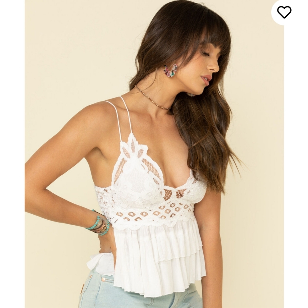 Free people woman adella cami lace ruffle tank top